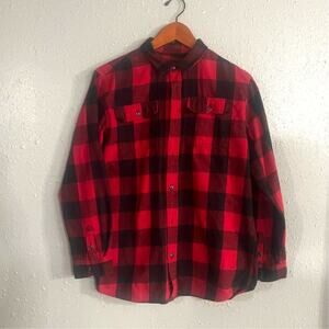 Burnside Women’s 18/20 Long Sleeve Red & Black Buffalo Plaid Shirt Warm Cozy